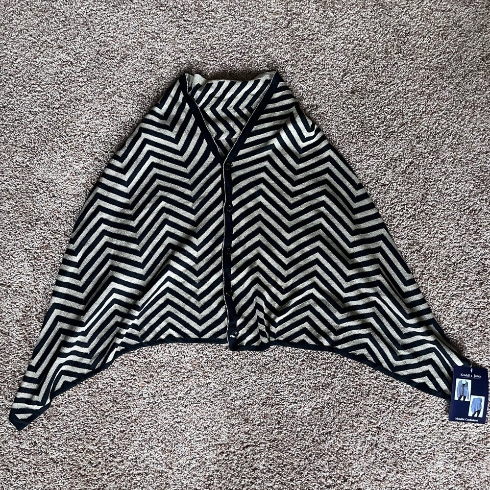 NWT Kendall &‎ James Metallic Black and Gold Cardishawl